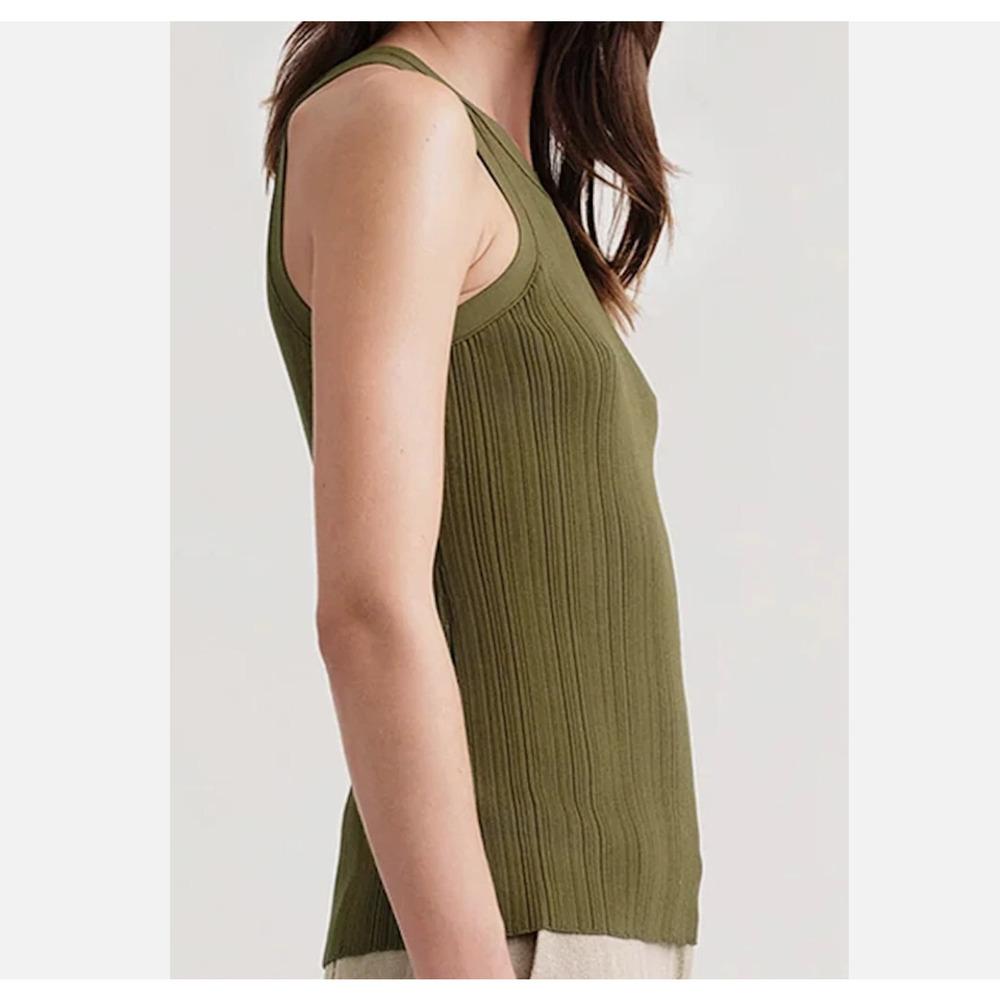 Toteme Olive Green Ribbed Tank Top - Picture 2 of 9